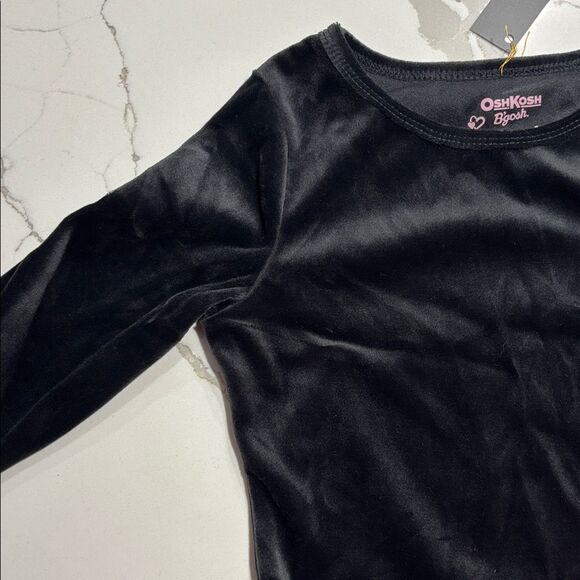 OshKosh B’Gosh | Girls Black Velour Pink Polka Dot Mini Puff Skirt Dress Size 6 - Picture 4 of 16